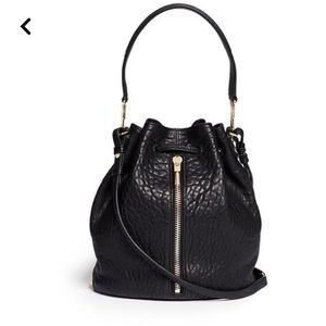 Elizabeth and James Bucket Bag 100% black lamb leather